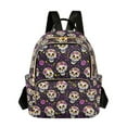 thumbnail image 1 of FORMRS Mini Backpack Purse for Women Travel Daypack Casual Shoulder Bag, Purple Flower Skull Pattern, 1 of 7