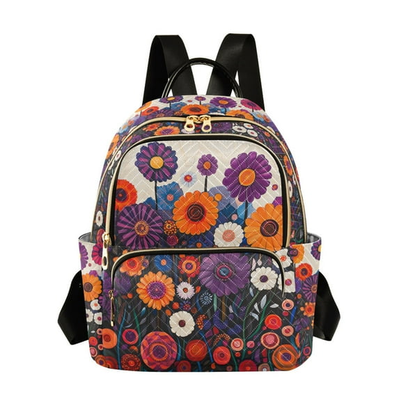 FORMRS Mini Backpack Purse for Women Travel Daypack Casual Shoulder Bag, Purple Flowers
