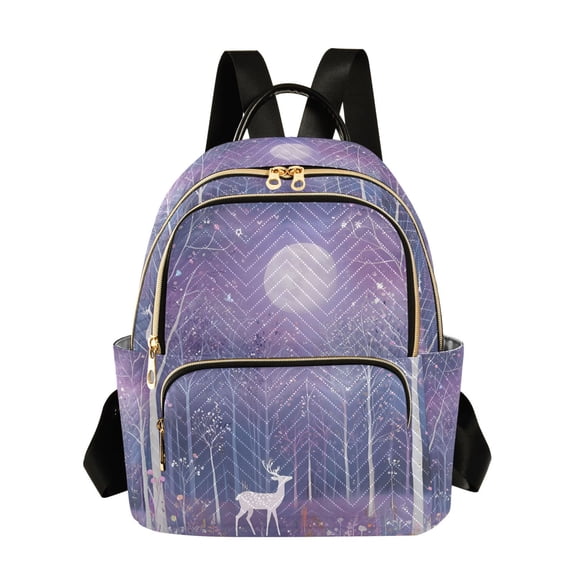 FORMRS Mini Backpack Purse for Women Travel Daypack Casual Shoulder Bag, Purple Forest
