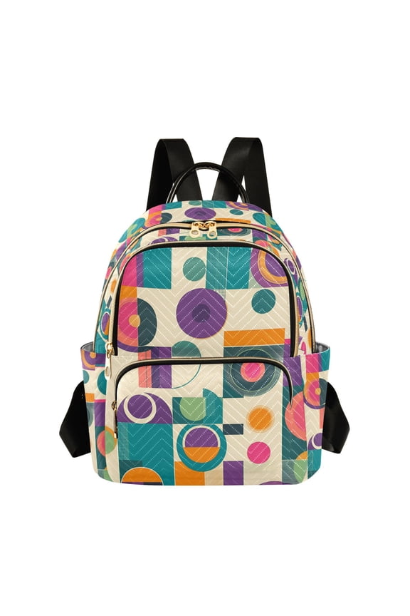 Mini Backpack Purse for Women Quilted Travel Daypack Casual Shoulder Bag, Purple Geometric