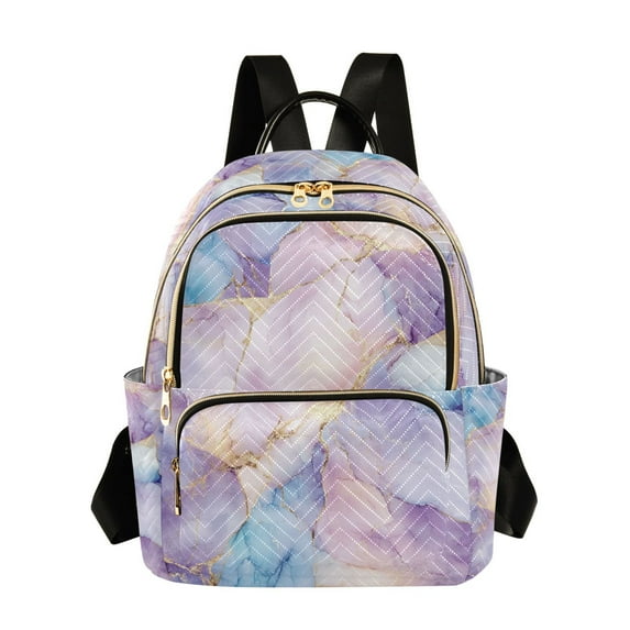 FORMRS Mini Backpack Purse for Women Travel Daypack Casual Shoulder Bag, Purple Marble Pattern
