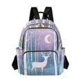 thumbnail image 1 of FORMRS Mini Backpack Purse for Women Quilted Travel Daypack Casual Shoulder Bag, Purple Night Deer, 1 of 7