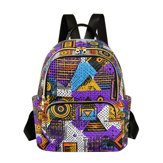 FORMRS Mini Backpack Purse for Women Quilted Travel Daypack Casual Shoulder Bag, Purple Simple Triangles