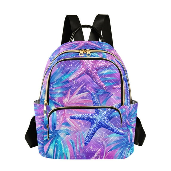 FORMRS Mini Backpack Purse for Women Travel Daypack Casual Shoulder Bag, Purple Starfish Pattern