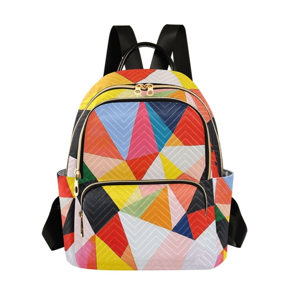 FORMRS Mini Backpack Purse for Women Travel Daypack Casual Shoulder Bag, Purple Triangles
