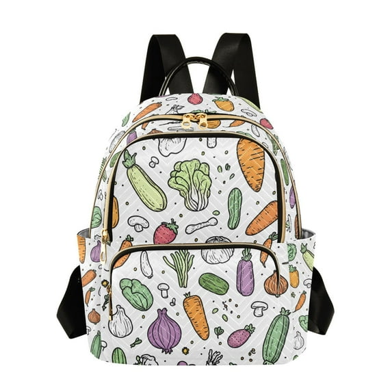 FORMRS Mini Backpack Purse for Women Travel Daypack Casual Shoulder Bag, Purple Vegetables Pattern