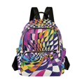 thumbnail image 1 of FORMRS Mini Backpack Purse for Women Quilted Travel Daypack Casual Shoulder Bag, Purple Wavy Plaid, 1 of 7