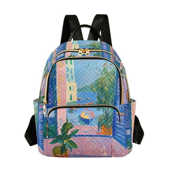 FORMRS Mini Backpack Purse for Women Travel Daypack Casual Shoulder Bag, Purple Window