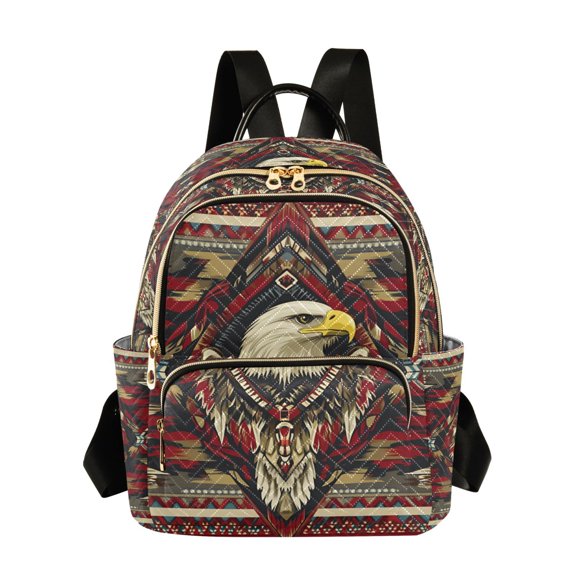 FORMRS Mini Backpack Purse for Women Quilted Travel Daypack Casual Shoulder Bag, Red Abstract Eagle