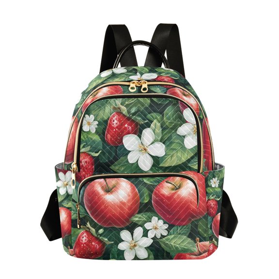 FORMRS Mini Backpack Purse for Women Quilted Travel Daypack Casual Shoulder Bag, Red Apple Pattern