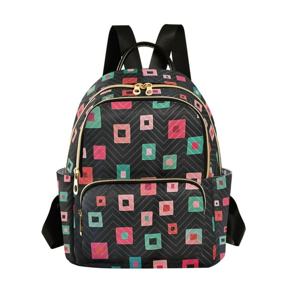 FORMRS Mini Backpack Purse for Women Travel Daypack Casual Shoulder Bag, Red Block Pattern