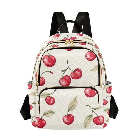 FORMRS Mini Backpack Purse for Women Quilted Travel Daypack Casual Shoulder Bag, Red Cherry