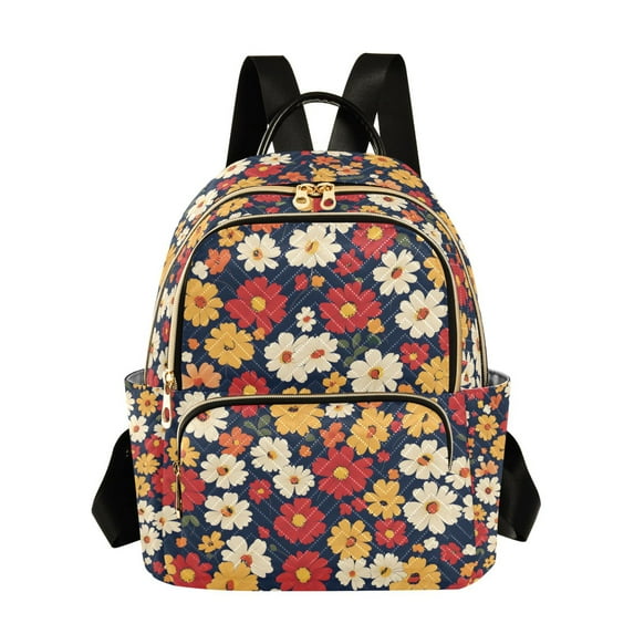 FORMRS Mini Backpack Purse for Women Travel Daypack Casual Shoulder Bag, Red Floral
