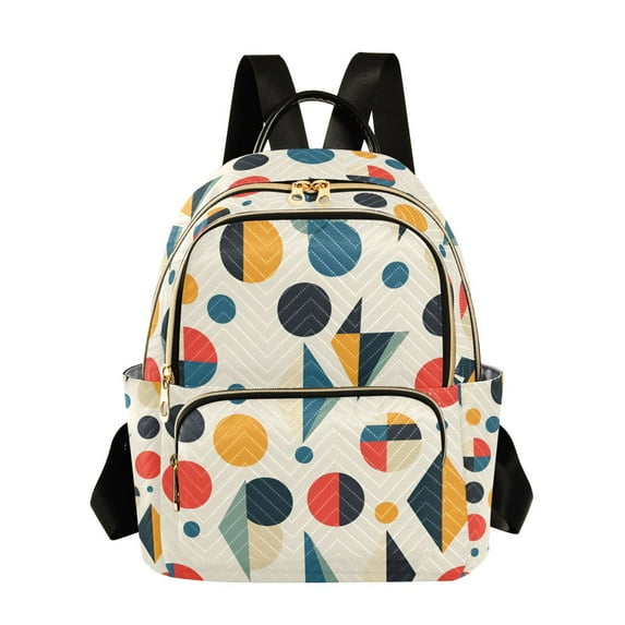 FORMRS Mini Backpack Purse for Women Quilted Travel Daypack Casual Shoulder Bag, Red Geometric