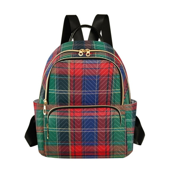 FORMRS Mini Backpack Purse for Women Quilted Travel Daypack Casual Shoulder Bag, Red Green Pattern