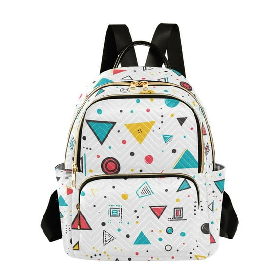 FORMRS Mini Backpack Purse for Women Travel Daypack Casual Shoulder Bag, Red Simple Shapes