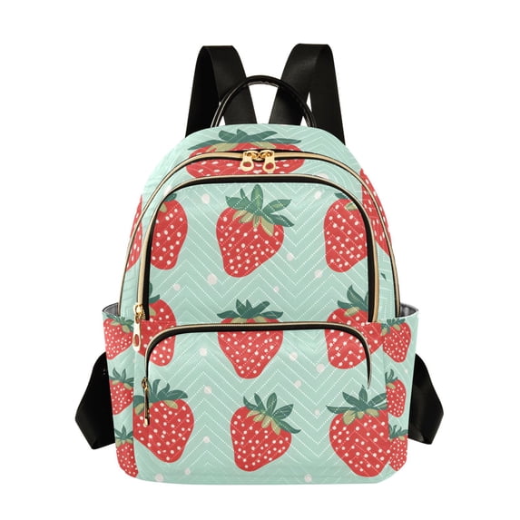 FORMRS Mini Backpack Purse for Women Quilted Travel Daypack Casual Shoulder Bag, Red Strawberry