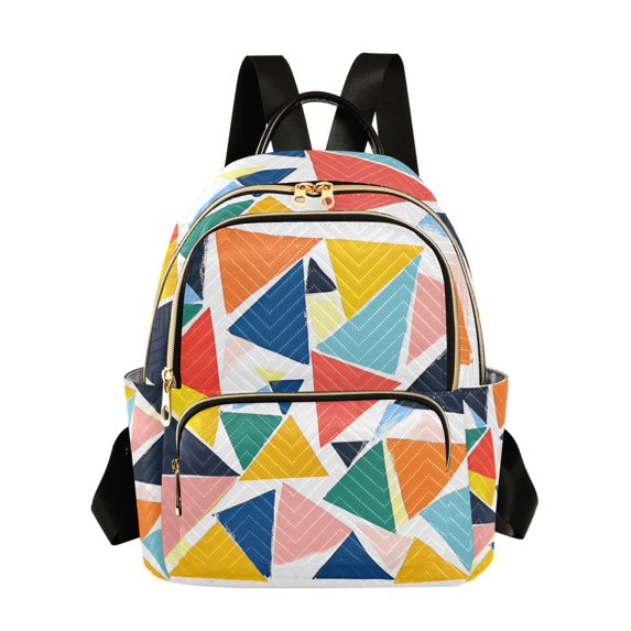 FORMRS Mini Backpack Purse for Women Quilted Travel Daypack Casual Shoulder Bag, Red Triangles