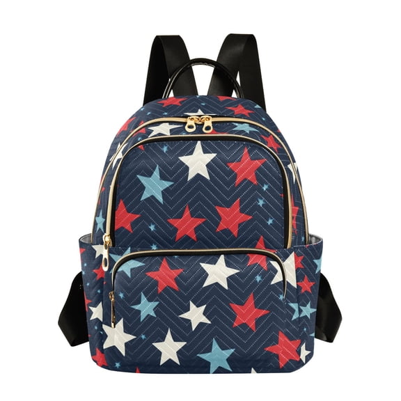 FORMRS Mini Backpack Purse for Women Quilted Travel Daypack Casual Shoulder Bag, Red White Stars