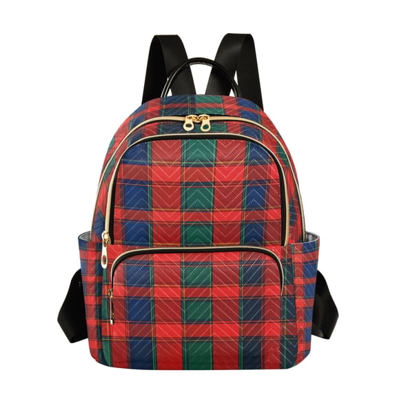 FORMRS Mini Backpack Purse for Women Quilted Travel Daypack Casual Shoulder Bag, Red and Blue Pattern