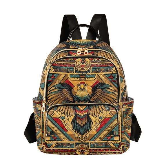 FORMRS Mini Backpack Purse for Women Quilted Travel Daypack Casual Shoulder Bag, Retro Abstract Eagle