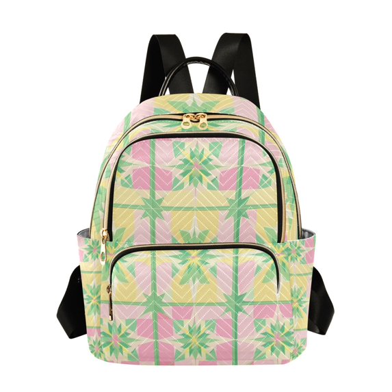 FORMRS Mini Backpack Purse for Women Quilted Travel Daypack Casual Shoulder Bag, Retro Beige Stars