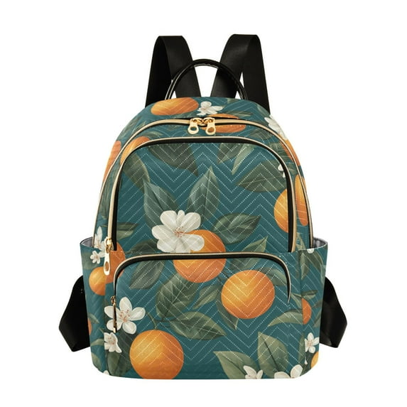 FORMRS Mini Backpack Purse for Women Travel Daypack Casual Shoulder Bag, Retro Floral Orange