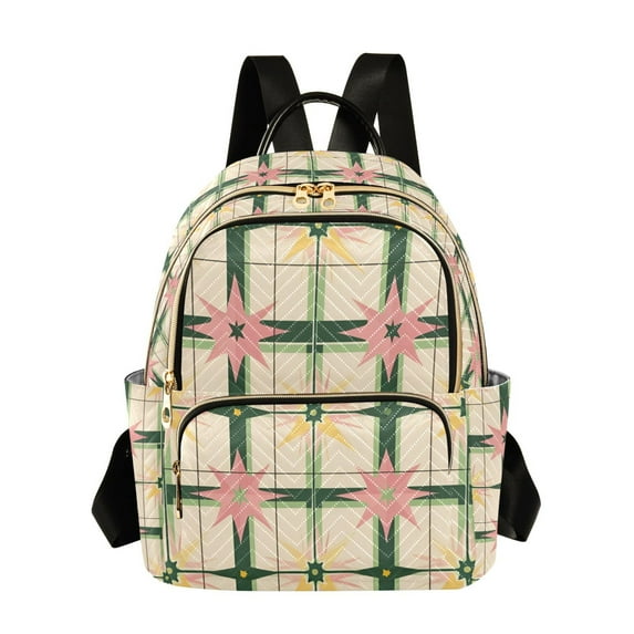 FORMRS Mini Backpack Purse for Women Travel Daypack Casual Shoulder Bag, Retro Green Stars