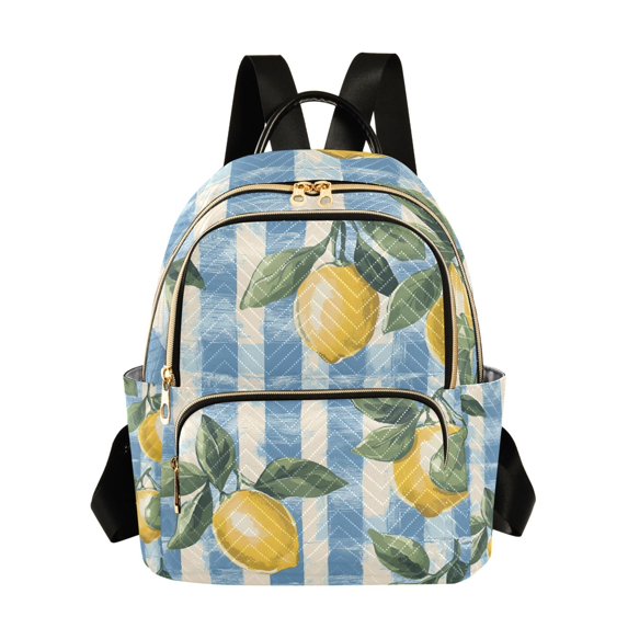 FORMRS Mini Backpack Purse for Women Quilted Travel Daypack Casual Shoulder Bag, Retro Lemon Leaves