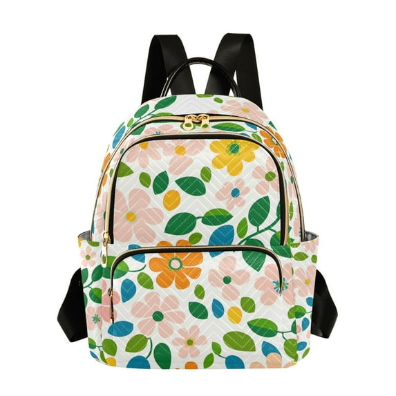 FORMRS Mini Backpack Purse for Women Travel Daypack Casual Shoulder Bag, Retro Orange Floral