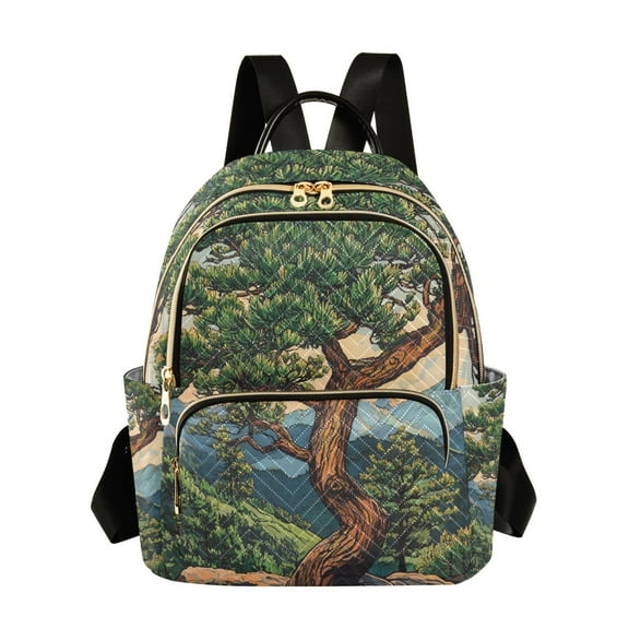FORMRS Mini Backpack Purse for Women Travel Daypack Casual Shoulder Bag, Retro Pine Tree