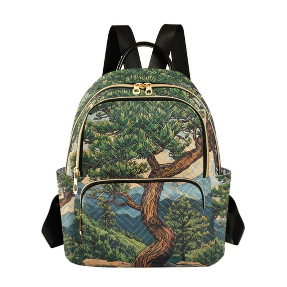 FORMRS Mini Backpack Purse for Women Travel Daypack Casual Shoulder Bag, Retro Pine Tree