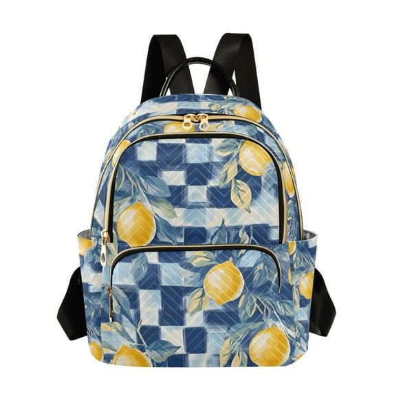 FORMRS Mini Backpack Purse for Women Travel Daypack Casual Shoulder Bag, Retro Plaid Lemon