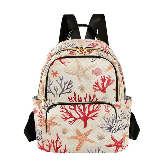 FORMRS Mini Backpack Purse for Women Quilted Travel Daypack Casual Shoulder Bag, Retro Starfish