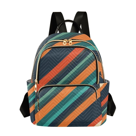 FORMRS Mini Backpack Purse for Women Quilted Travel Daypack Casual Shoulder Bag, Retro Stripes