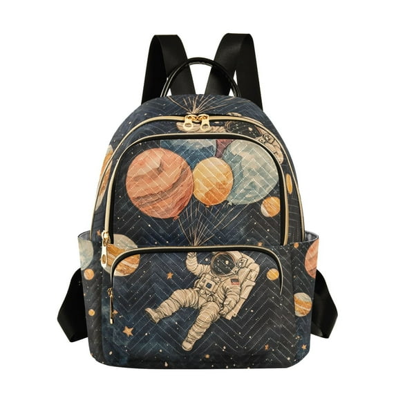 FORMRS Mini Backpack Purse for Women Travel Daypack Casual Shoulder Bag, Retro Watercolor Planet