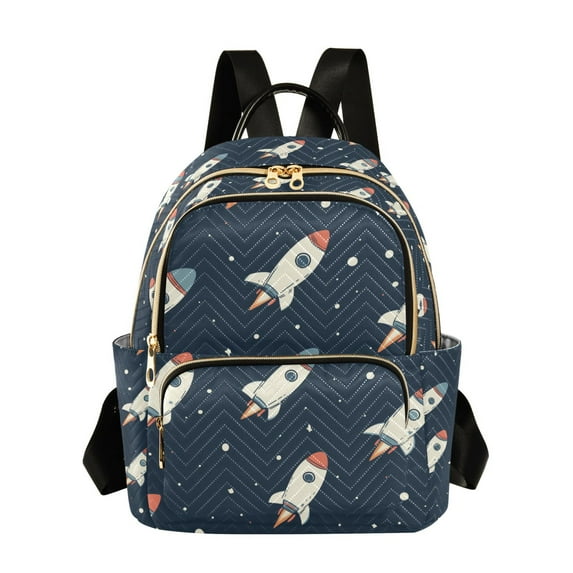 FORMRS Mini Backpack Purse for Women Travel Daypack Casual Shoulder Bag, Rocket Pattern