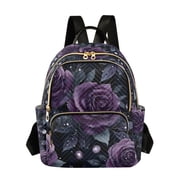 FORMRS Mini Backpack Purse for Women Quilted Travel Daypack Casual Shoulder Bag, Roses and Pearls