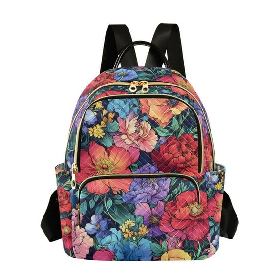 FORMRS Mini Backpack Purse for Women Travel Daypack Casual Shoulder Bag, Serene Floral Pattern