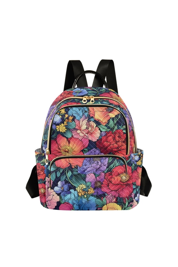Mini Backpack Purse for Women Travel Daypack Casual Shoulder Bag, Serene Floral Pattern