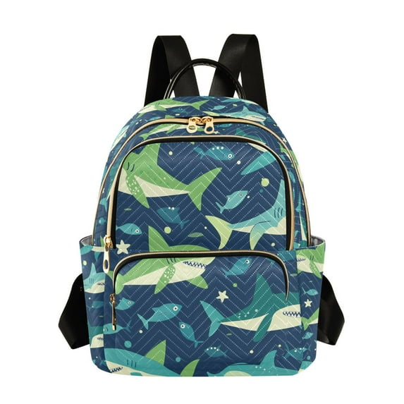 FORMRS Mini Backpack Purse for Women Travel Daypack Casual Shoulder Bag, Sharks Pattern