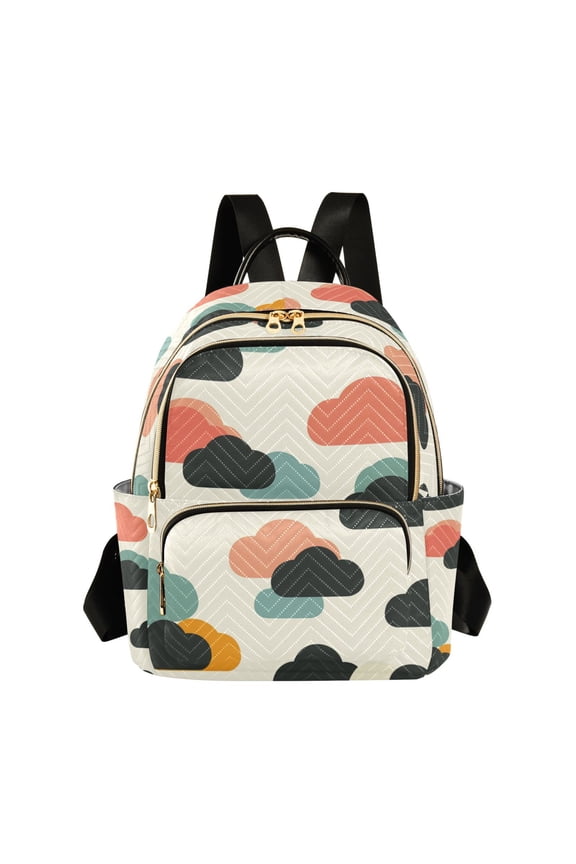 Mini Backpack Purse for Women Quilted Travel Daypack Casual Shoulder Bag, Simple Clouds