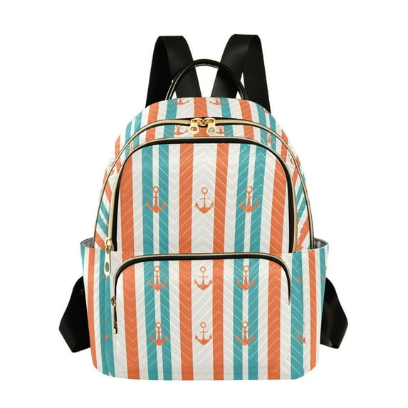 FORMRS Mini Backpack Purse for Women Quilted Travel Daypack Casual Shoulder Bag, Simple Nautical Pattern