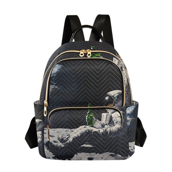 FORMRS Mini Backpack Purse for Women Quilted Travel Daypack Casual Shoulder Bag, Sitting on The Moon