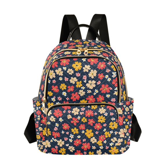 FORMRS Mini Backpack Purse for Women Quilted Travel Daypack Casual Shoulder Bag, Small Colorful Flower