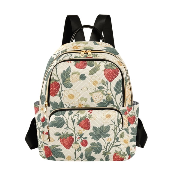 FORMRS Mini Backpack Purse for Women Quilted Travel Daypack Casual Shoulder Bag, Small Strawberry Pattern