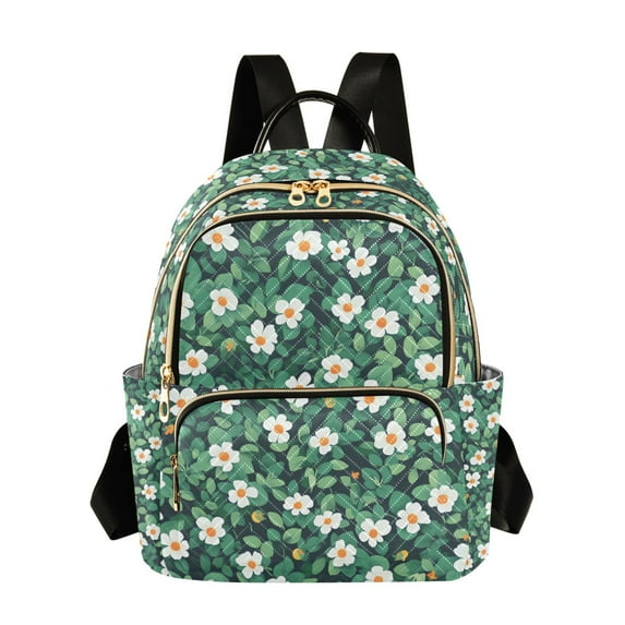 FORMRS Mini Backpack Purse for Women Quilted Travel Daypack Casual Shoulder Bag, Small White Flowers