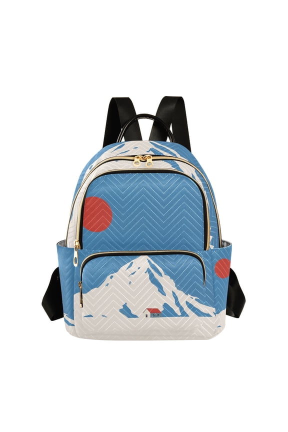 Mini Backpack Purse for Women Quilted Travel Daypack Casual Shoulder Bag, Snow Mountain
