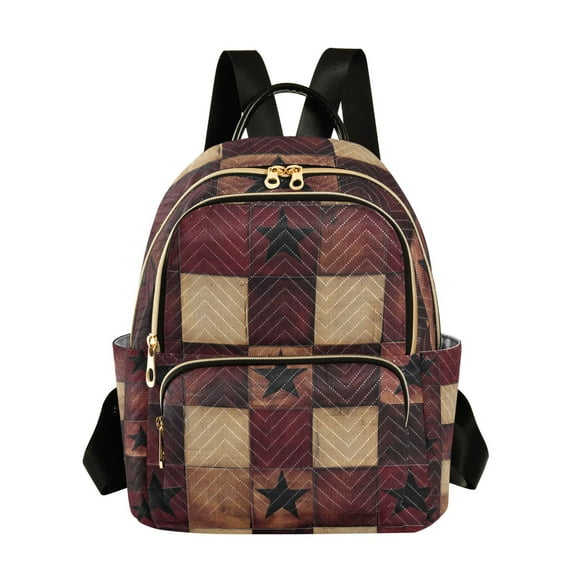 FORMRS Mini Backpack Purse for Women Quilted Travel Daypack Casual Shoulder Bag, Star Spangled Squares