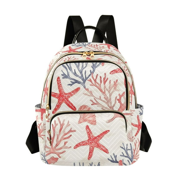 FORMRS Mini Backpack Purse for Women Quilted Travel Daypack Casual Shoulder Bag, Starfish Seashell